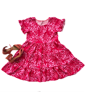 Mod Squad Raspberry Ruffle Relaxed Dress