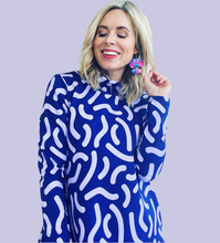Twist & Shout Deep Violet Navy & Lilac Winter Swing Dress