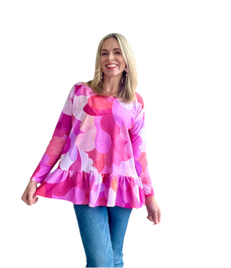 Jersey Top with Ruffle On Cloud 9 Pinks