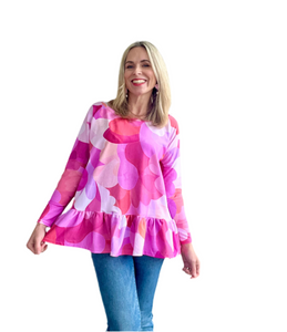 Jersey Top with Ruffle On Cloud 9 Pinks