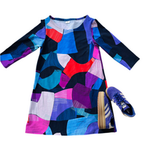 Piece Out Swing Dress Violet 3/4 sleeve OR short sleeve
