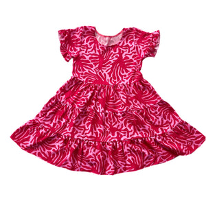 Mod Squad Raspberry Ruffle Relaxed Dress