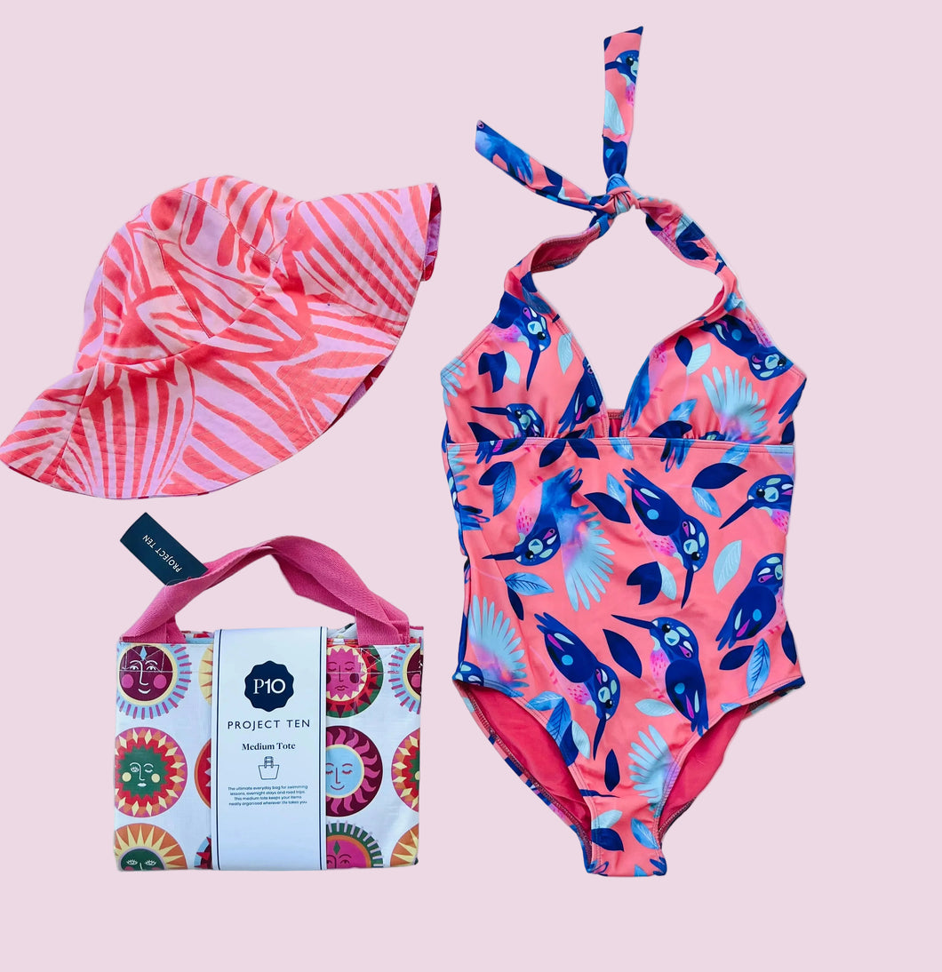 Coral Kingfisher One Piece swimsuit