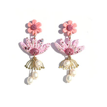 Blossom Pearl Hoop Earrings Pink