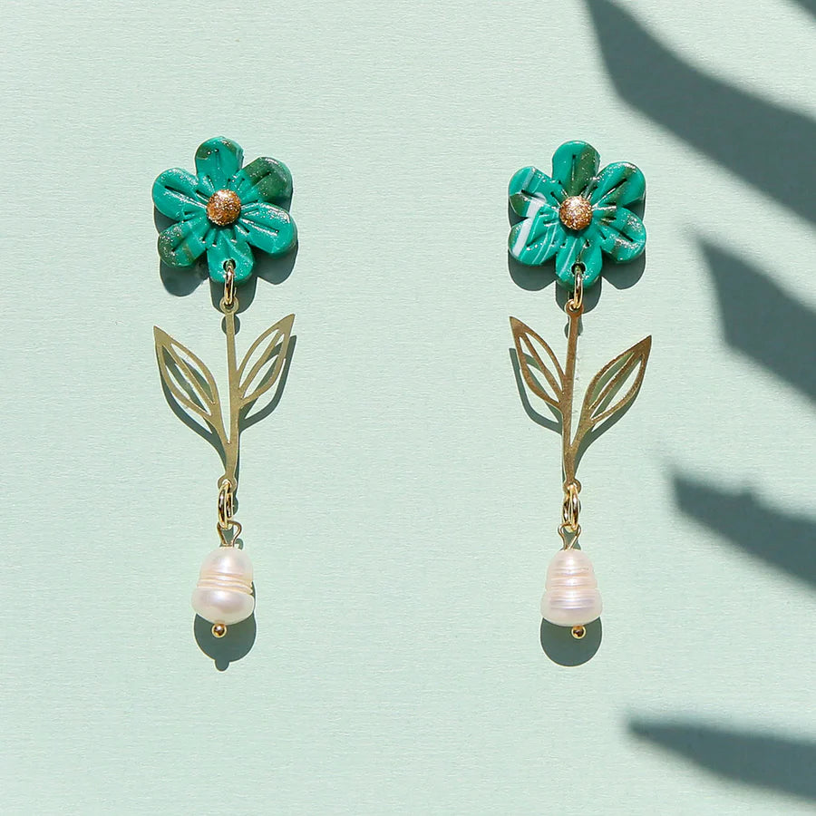 Emerald Green Floral Drops