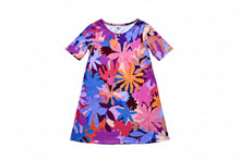 Pink Flower Power Swing Dress, Short or 3/4 Sleeve