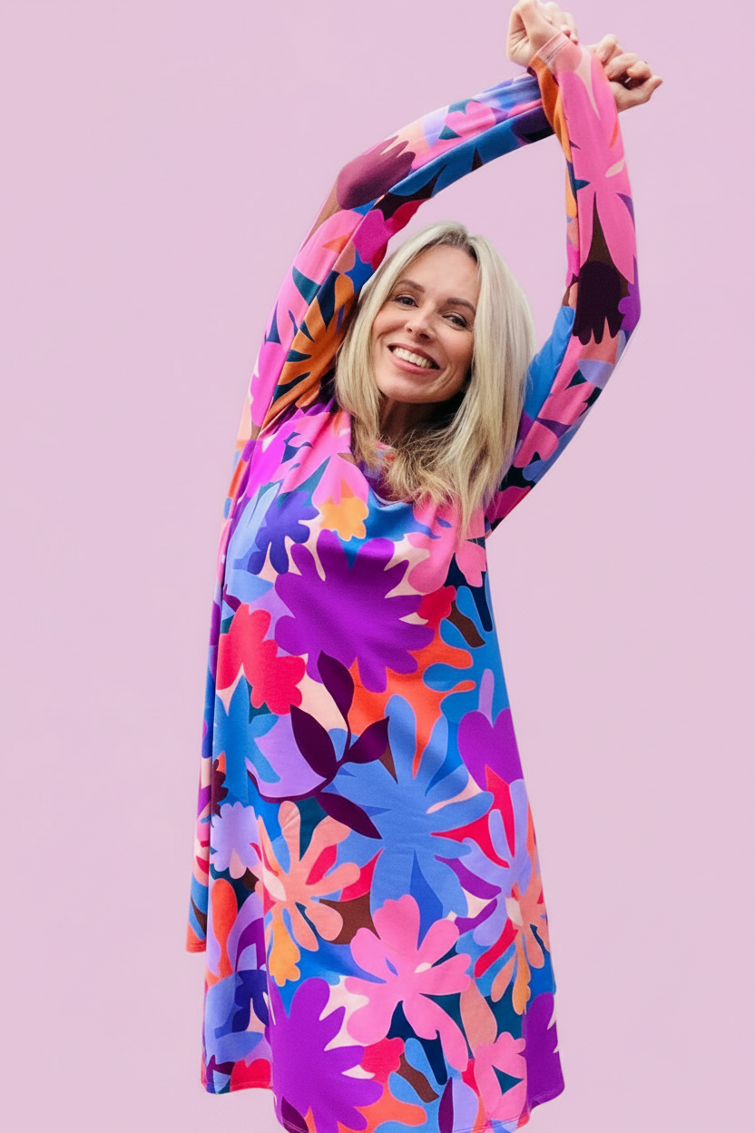 Flower Power Winter Swing Dress Pink – KarlaCola