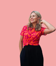 Puzzled Everyday Tee Fuchsia Burnt Orange