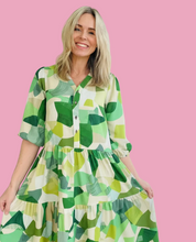 Piece Out Button Up Smocked Dress Dress GREEN