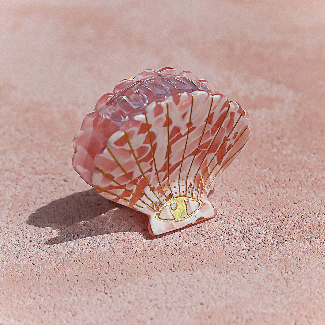 Pink Terrazo Shell Hair Clip