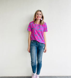 Domino Effect Everyday Tee Pink & Blue
