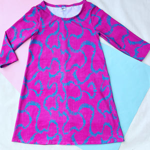 Domino Effect Pink & Blue Swing Dress