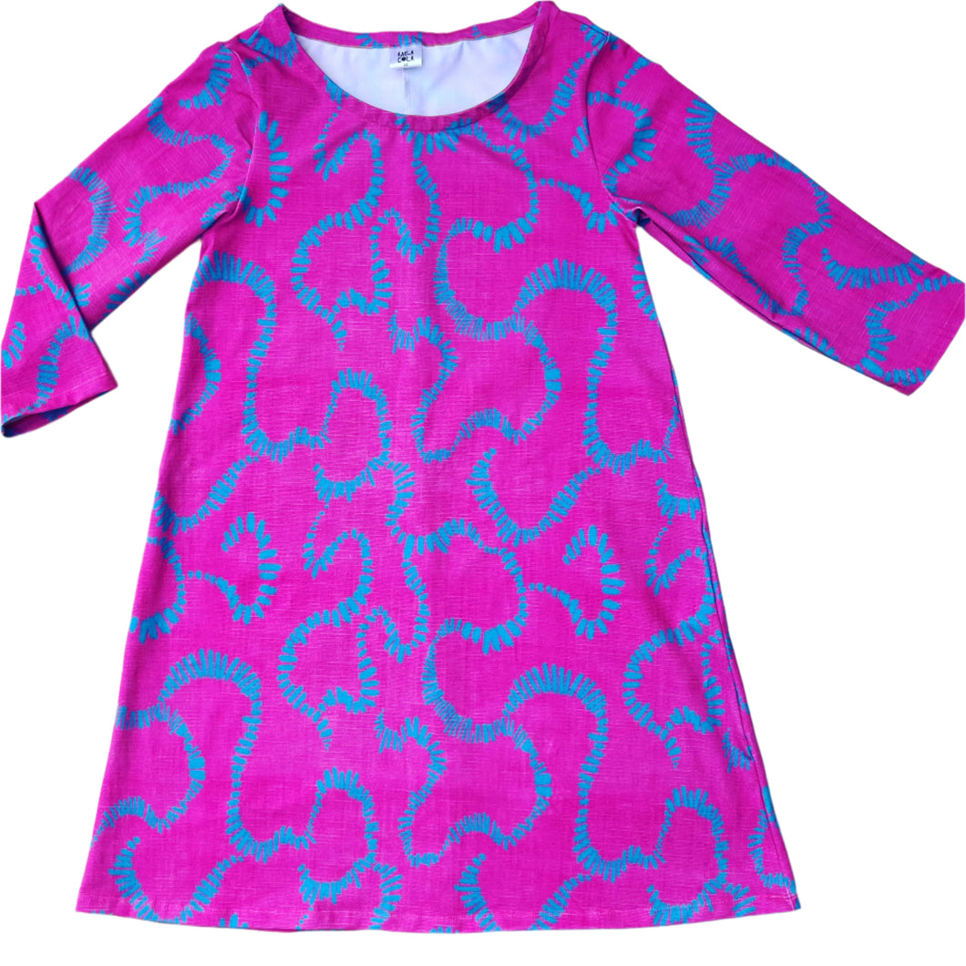 Domino Effect Pink & Blue Swing Dress