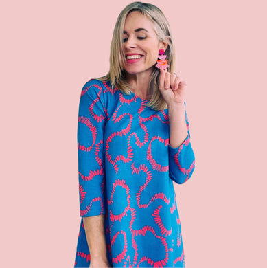 Domino Effect Blue & Red Swing Dress