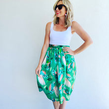 Come Fly With Me green silk midi skirt