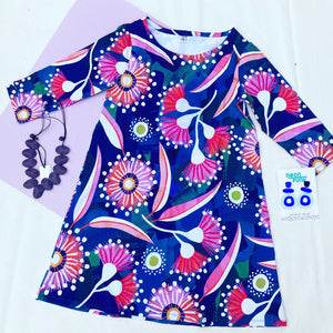 Native Blooms Blue Swing Dress