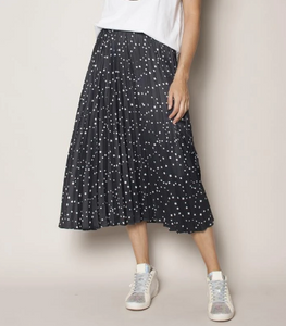 Pleated elastic waist skirt - celestial stars