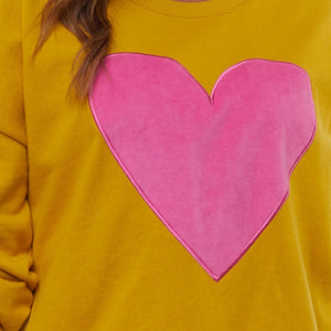 Heartbeat Crew sweater - yellow mustard