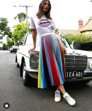 Pleated elastic waist skirt - ombre rainbow