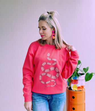 Snakes Alive sweater - coral melon