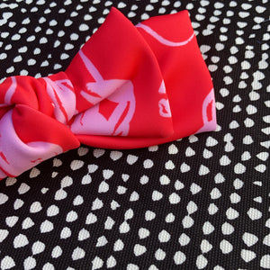 Don’t  Be Shellfish Red & Pink Bow Headband