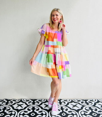 Colour Lovers Geometric Goodness Ruffle Relaxed Dress