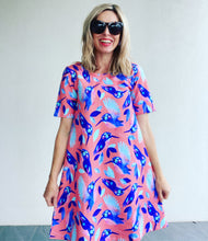 Come Fly With Me Coral short sleeve Swing Dress
