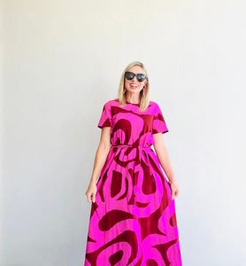 PRE-ORDER Making Waves Pink & Red Maxi Dress