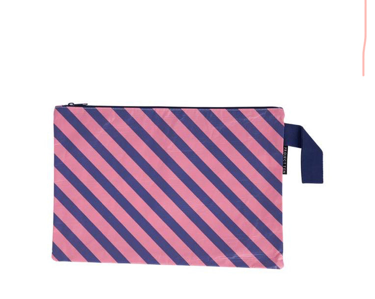 Zip Wet Pouch - Pink & Navy Stripe