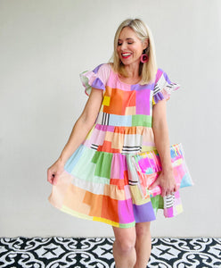 Colour Lovers Geometric Ruffle Relaxed Dress