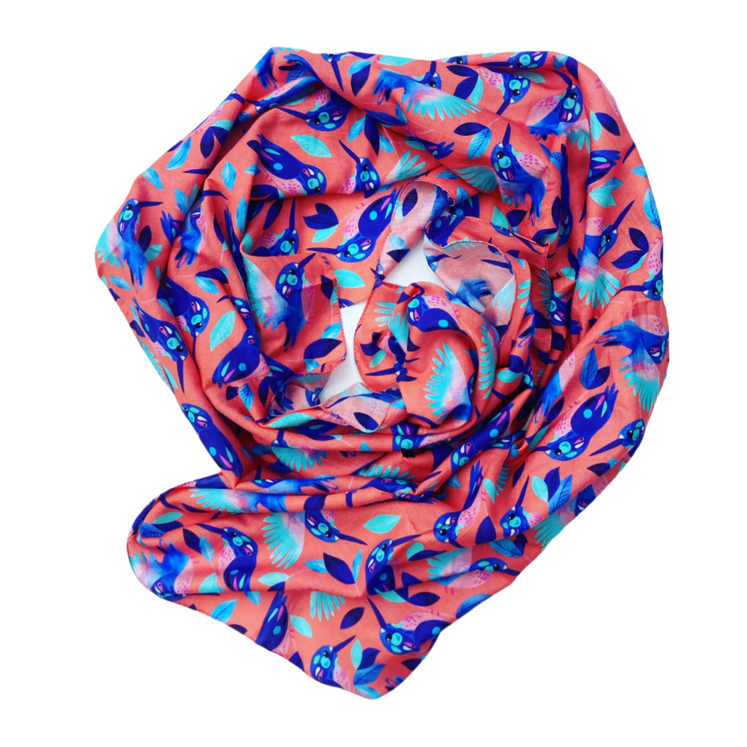 Coral Come Fly Away Scarf Silk Blend