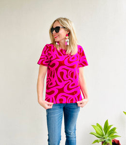 Making Waves  Everyday Tee Pink & Red