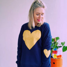 Heartbeat Crew sweater - navy yellow