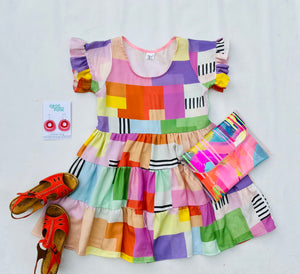Colour Lovers Geometric Ruffle Relaxed Dress