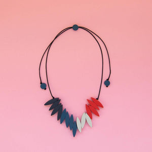 Spark Fringe Necklace - red and blue